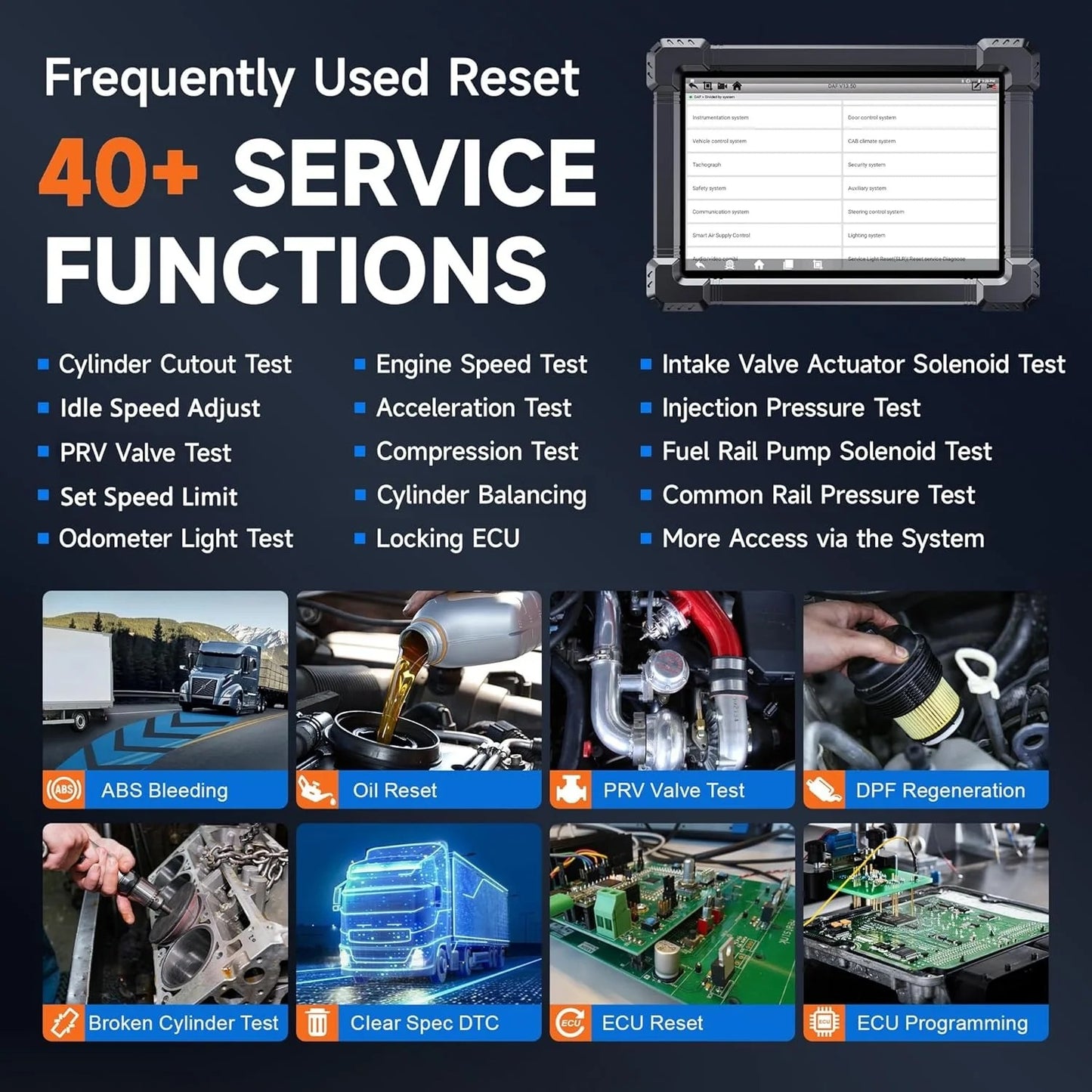 Heavy Duty Truck Diagnostic Tool Full System DPF ABS ECU Reset Scanner