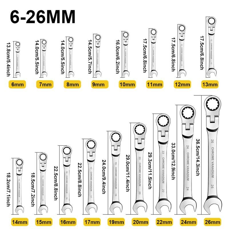 14/16/17 Pcs Ratcheting Wrench Set