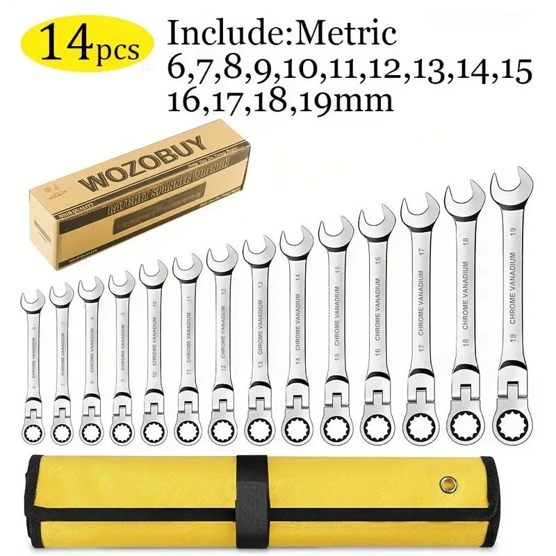 14/16/17 Pcs Ratcheting Wrench Set