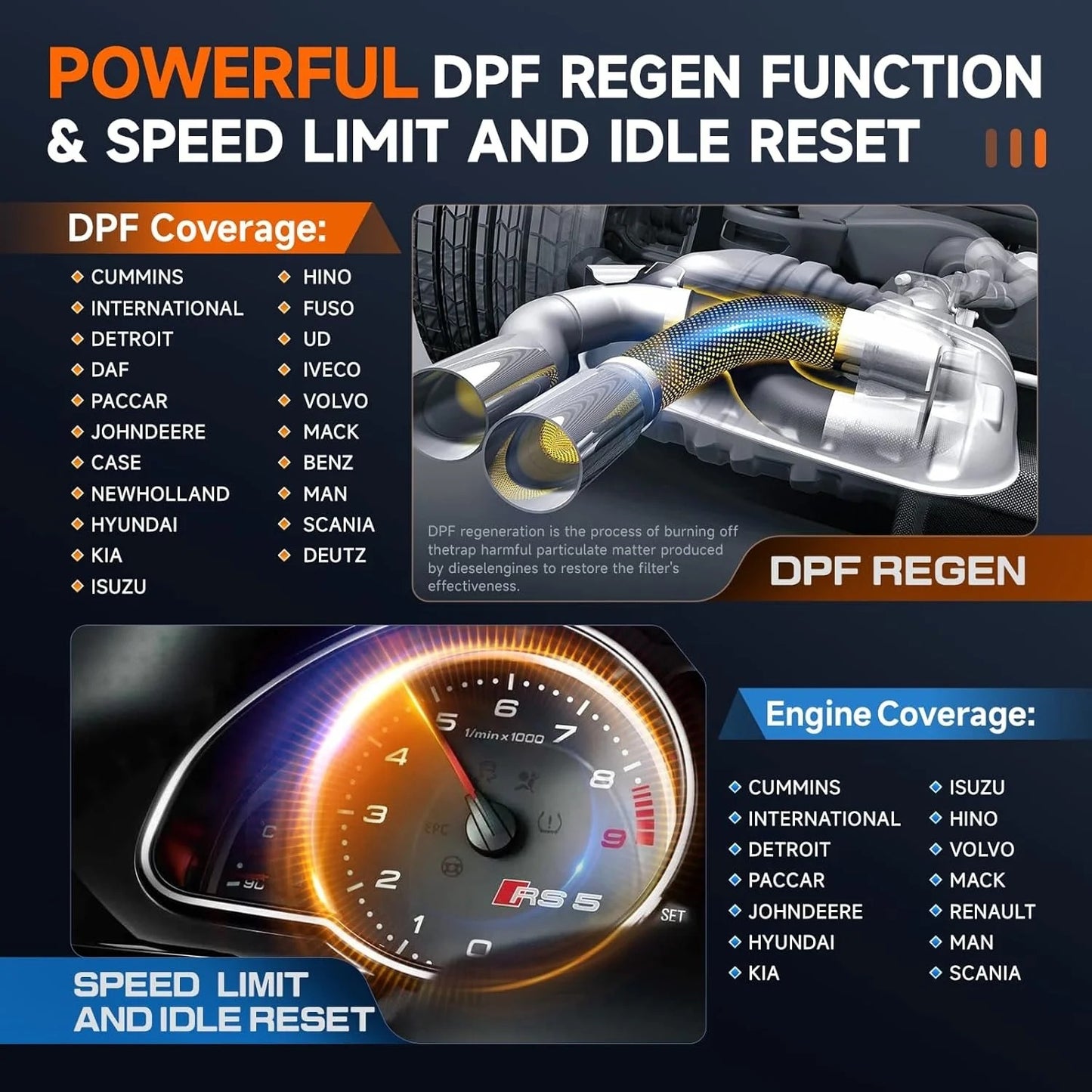 Heavy Duty Truck Diagnostic Tool Full System DPF ABS ECU Reset Scanner